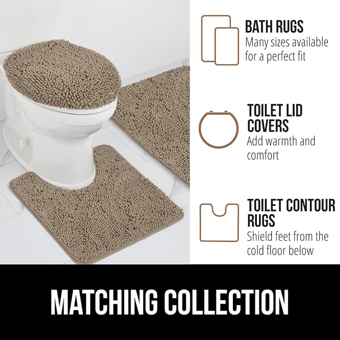 GORILLA GRIP Bathroom Rug Sets, Soft Chenille 2 Piece Area Rugs Set, Toilet - Image 8