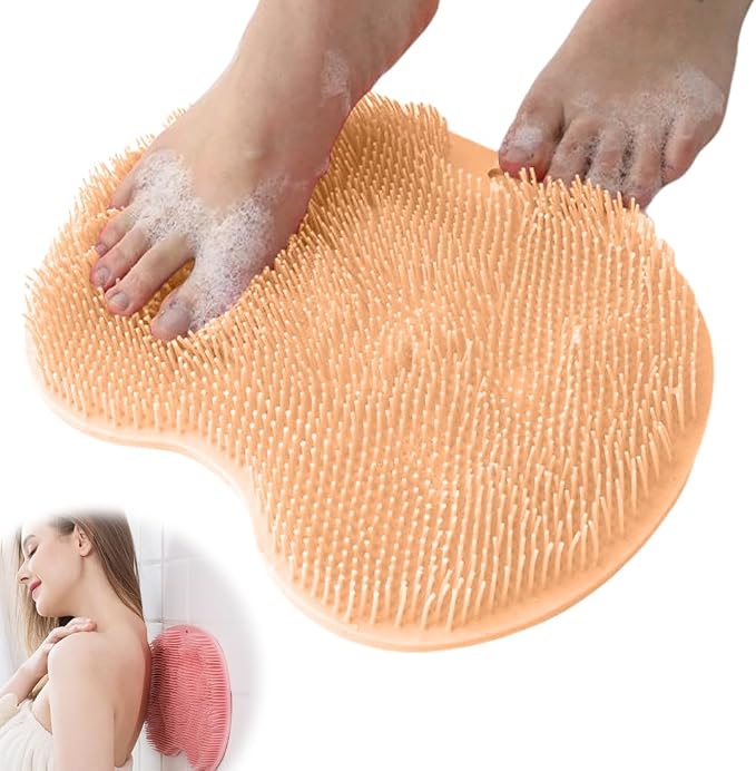Shower Foot Scrubber Mat with Non-Slip Suction Cups, Foot Back Cleaning Pad by KRUGGO