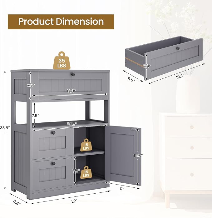 Bathroom Cabinet, Modern Bathroom Floor Storage Cabinet Organizer - Image 3
