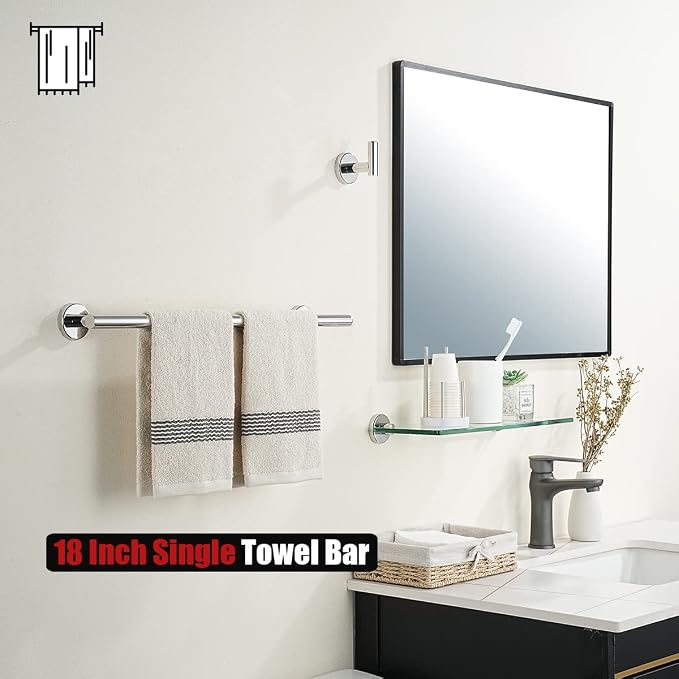 JQK Towel Bar Polished Steel, 19 Inch 304 Stainless Steel Thicken 0.8mm Towel - Image 5