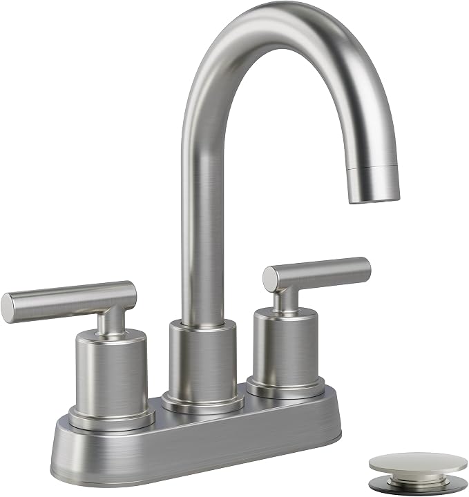 VXV Bathroom Sink Faucet 4 Inch 2 Handle Centerset Modern 360 Rotating Brushed by VXV