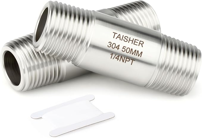 TAISHER 2PCS Stainless Steel Pipe Fittings, 1/4" NPT Male x 1/4" NPT Male by TAISHER