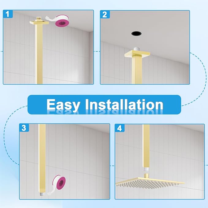 Shower Arm with Flange 24 Inches Ceiling Mount Square Straight Extender - Image 4