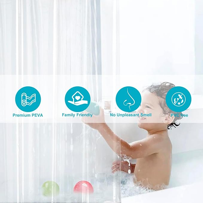 EurCross 96 inch Extra Wide Clear Shower Curtain Liner, Waterproof Heavy Duty - Image 4