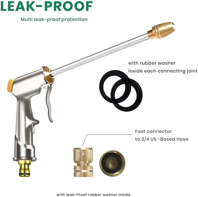 Garden Hose Nozzle, High Pressure Water Hose Nozzle Sprayer Head, fits 3/4” - Image 6