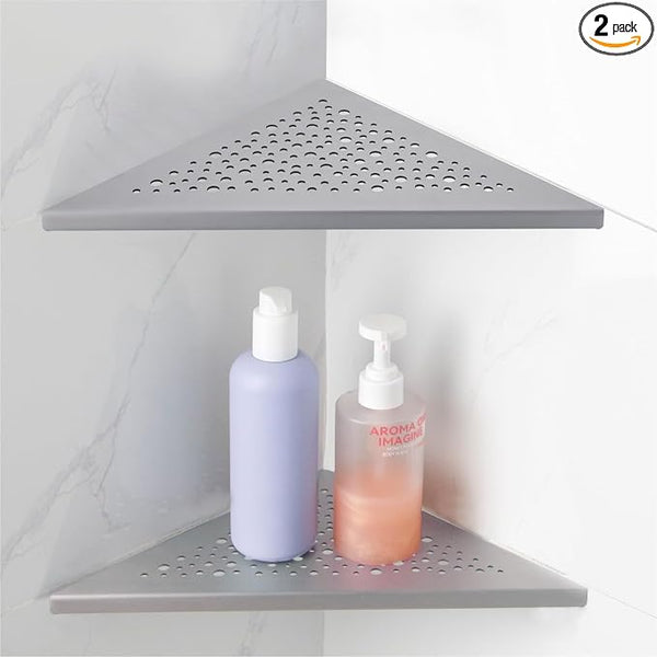 10" Brushed Nickel Corner Shower Shelf, No Drill 304 Stainless Steel Recessed by HIDROP