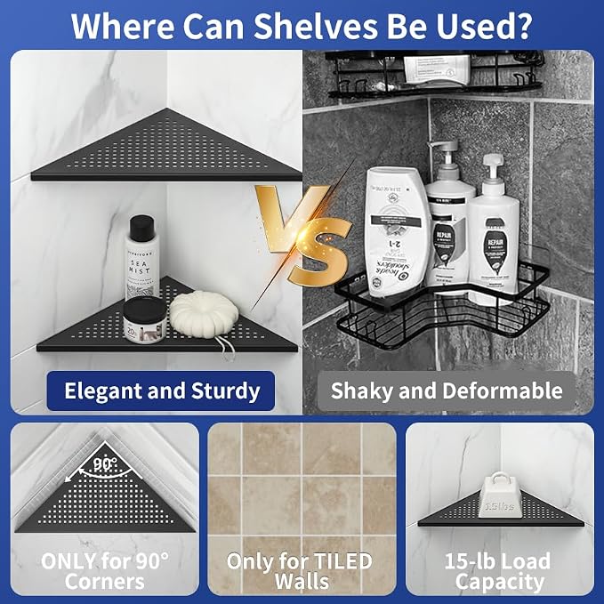 Corner Shower Shelves, Grout in Shelf - Image 5