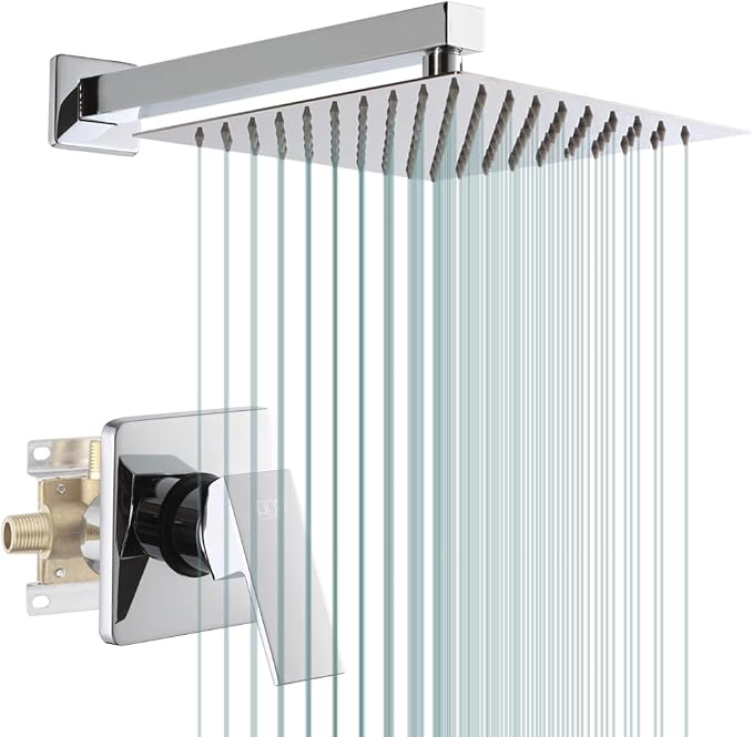 POP SANITARYWARE Shower Faucet Set Chrome Bathroom 10 Inch Rainfall Mixer by POPSANITARYWARE