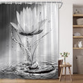 Lotus Shower Curtain Black White Grey Flower Elegant Blooming Floral by showercurtain