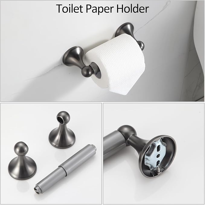 BGL Bathroom Hardware Set Grey Electroplating 4-Piece Bathroom Accessories Set - Image 5