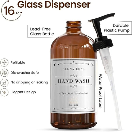 16 OZ Amber Glass Soap Dispenser - Image 2