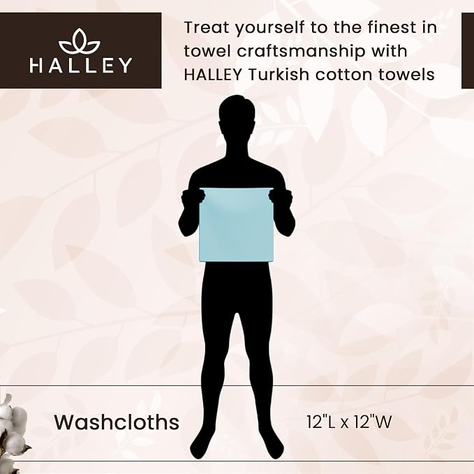 HALLEY Turkish 8 Pack Premium Washcloths 650 GSM Highly Absorbent Super Soft - Image 7
