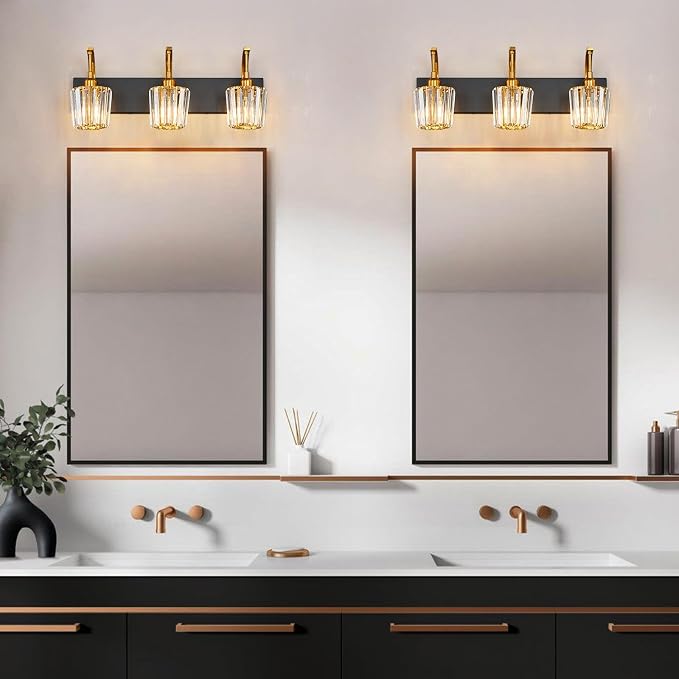 Modern Bathroom Vanity Light, 3-Light Black Gold Wall Sconce - Image 6
