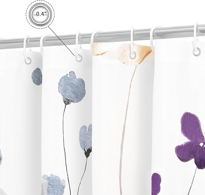 Gibelle Extra Long Shower Curtain 72 x 84, Watercolor Floral Fabric Shower - Image 4