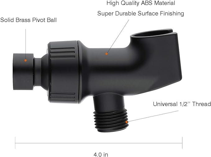 Universal Black Shower Head Holder, Adjustable Arm Mount Bracket - Image 4