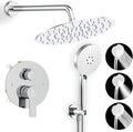 Shower Faucet Set 12IN Brass Rough-In Valve Body Trim Kit Rainfall Included by JQBQS