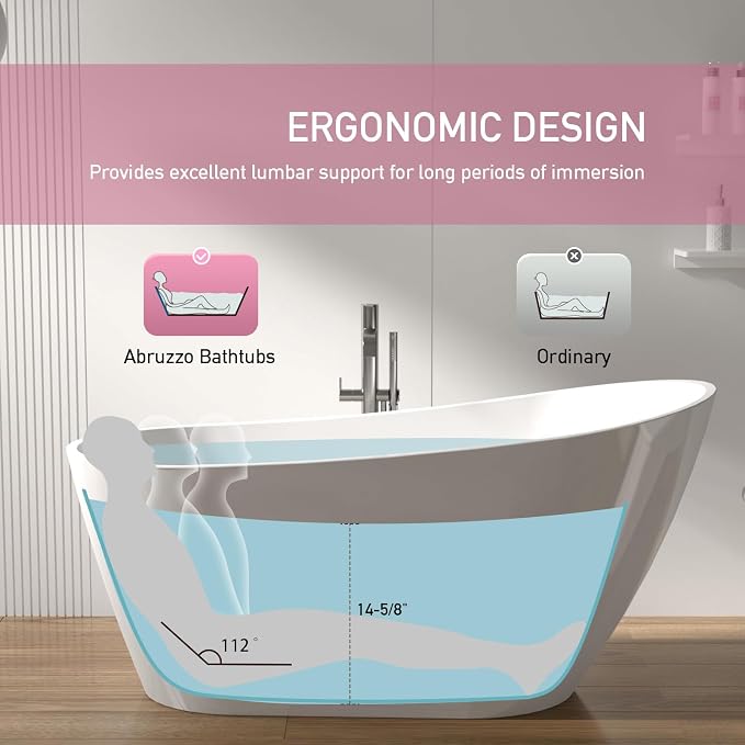 ABRUZZO 59"x27.56" Acrylic Freestanding Bathtub Contemporary Soaking Tub - Image 4