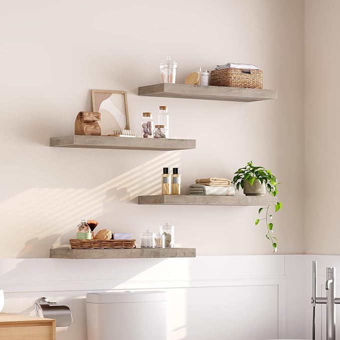 Floating Shelves for Wall, 1.5" Thick Wall Shelf Set of 4 - Image 2