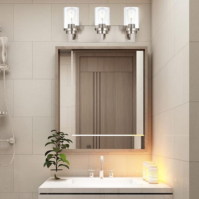 MELUCEE 3-Light Vanity Lights Brushed Nickel - Image 2