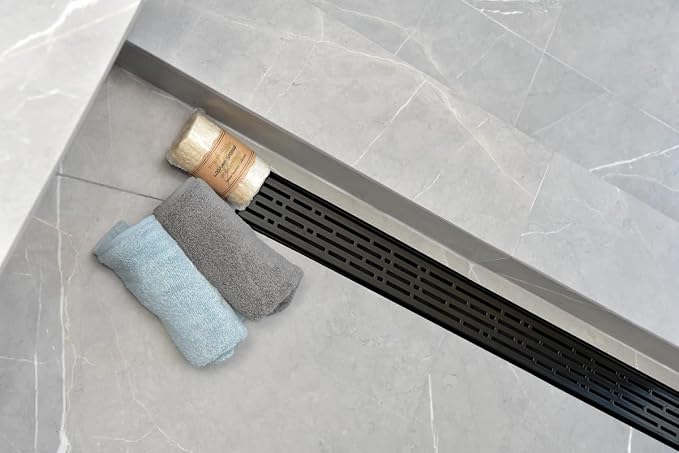 304 Stainless Steel Linear Shower Drain 60 Inch Matte Black Shower Drain Kit - Image 2