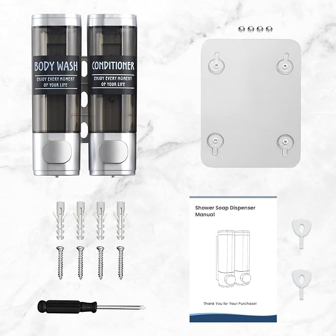 Shampoo and Conditioner Dispenser, GlintGath Shower Dispenser 2 Chamber No - Image 7