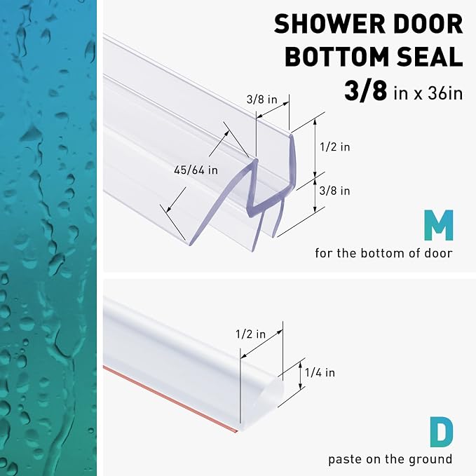Shower Door Bottom Seal, Frameless Glass Shower Door Seal Strip, Stop Shower - Image 3