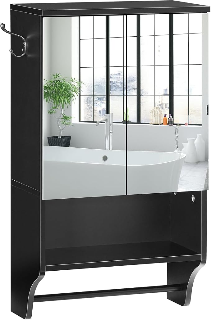 Bathroom Wall Cabinet with Mirror, Medicine Cabinet with 2 Door and Adjustable - Image 9