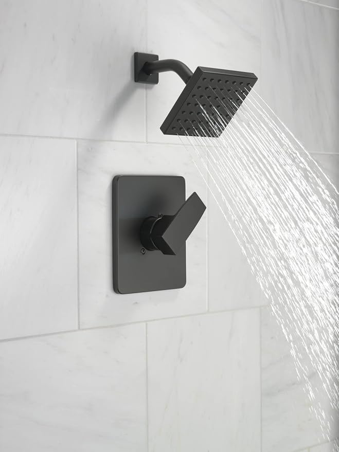 Delta Modern 14 Series Shower Faucet Set, Matte Black Shower Head and Handle Set - Image 2