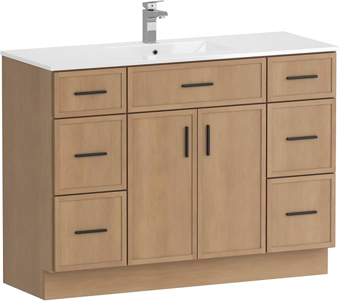 48 Inch Bathroom Vanity Without Sink, Freestanding Wood Farmhouse Cabinet - Image 8