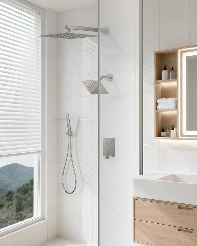 Shower Faucet Set, Wall Mount Shower System 12-inch & 6-inch Dual Shower Head - Image 9