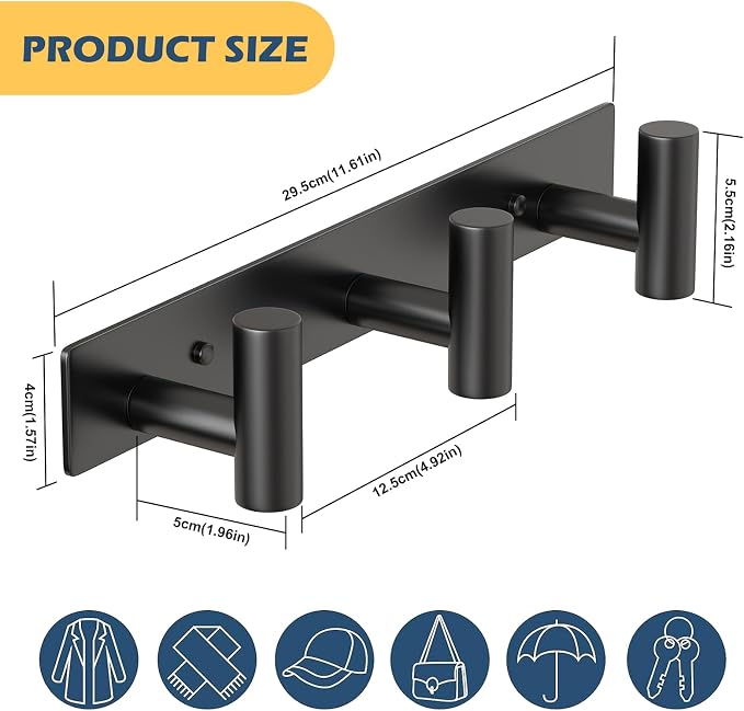 HUFEEOH 2 Pack Coat Hooks Wall Mount, Heavy Duty Towel Hooks Purse Rack - Image 2