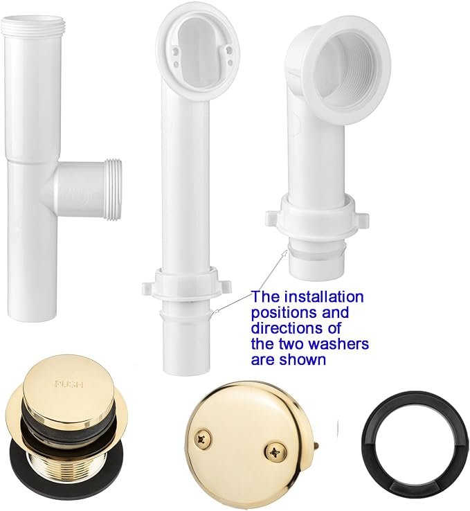 Yariwiz 1-1/2" Golden Bathtub Tub Drain Kit Bath Waste Overflow Drain Tube - Image 5