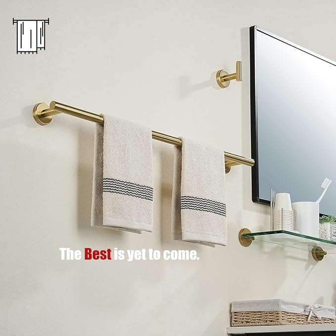 JQK Bath Towel Bar, 27 Inch Brushed Light Gold Towel Rack Bathroom, 304 - Image 4