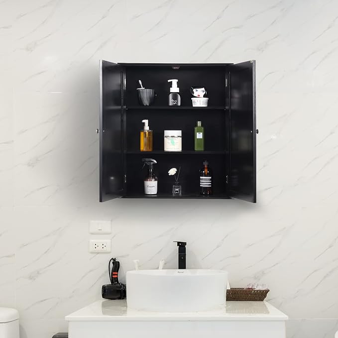Blcak Bathroom Cabinet Wall Mounted, Bathroom Wall Cabinet Over Toilet - Image 2