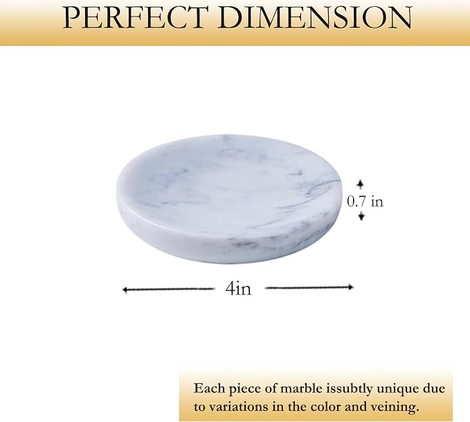 Round Marble Soap Dish, Jewelry Tray, Natural Ring Holder, Nightstand Décor - Image 2