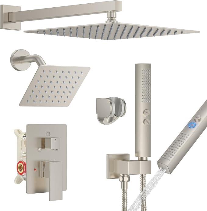 Shower Faucet Set, Wall Mount Shower System 12-inch & 6-inch Dual Shower Head by FAROLAN