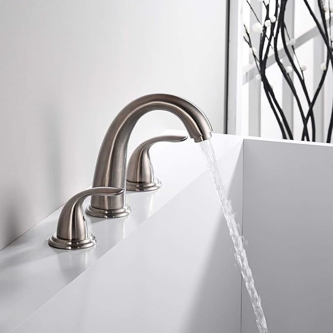 sumerain Two Handle Roman Tub Faucet Brushed Nickel - Image 6