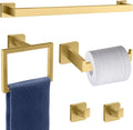 5 Piece Gold Towel Bar Set Bathroom Hardware Set Gold Bathroom Accessories Set by Dorudonatrox