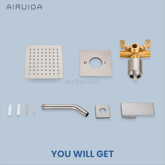 Airuida Shower Faucet Set Bathroom Rain Shower System SUS304 Stainless Steel - Image 9