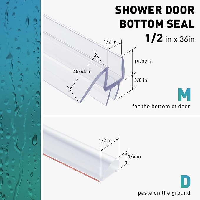 Shower Door Bottom Seal, Frameless Glass Shower Door Seal Strip - Image 3