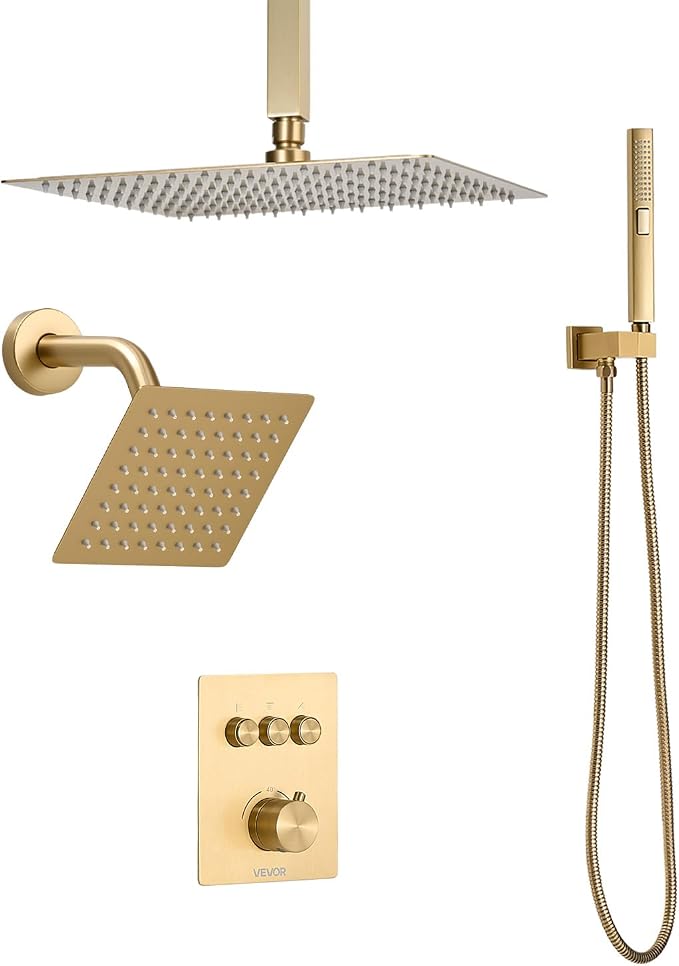 VEVOR Shower Faucet Set, 12 Inch Thermostatic Ceiling Mount Rainfall Shower - Image 9