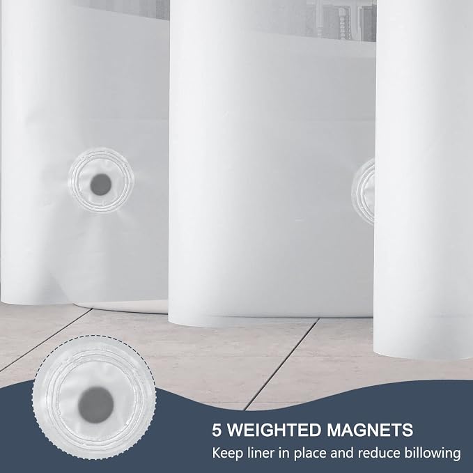 EurCross Frosted PEVA Plastic Shower Curtain Liner 74 inch Long Length - Image 4