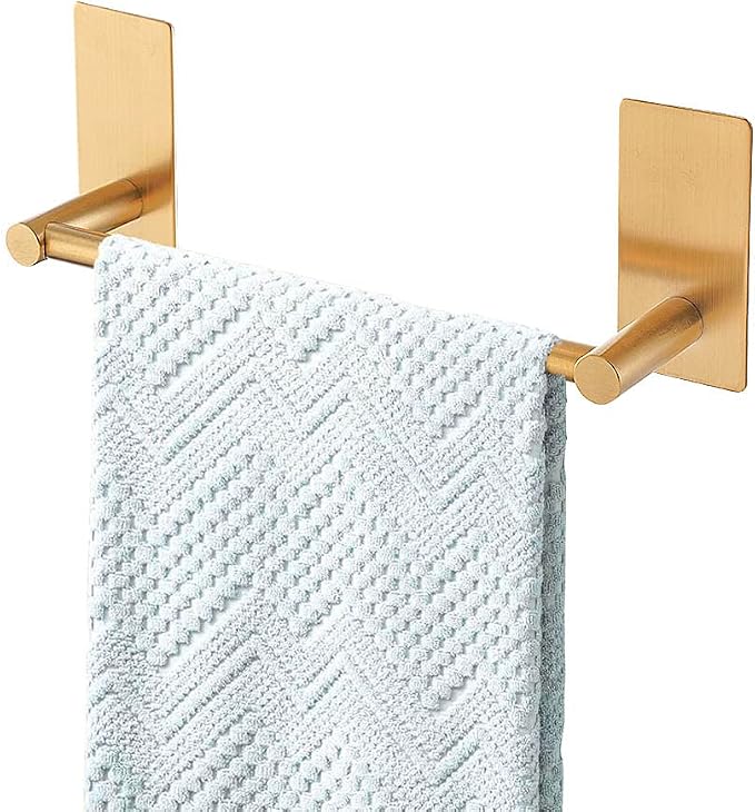 Songtec Gold Towel Bar 9-Inch, Adhesive Bath Towel Rack No Drill, Strong by Songtec