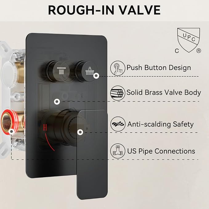 Shower Faucet Set Matte Black Shower System, STARBATH 10" Ceiling Mount Rain - Image 7