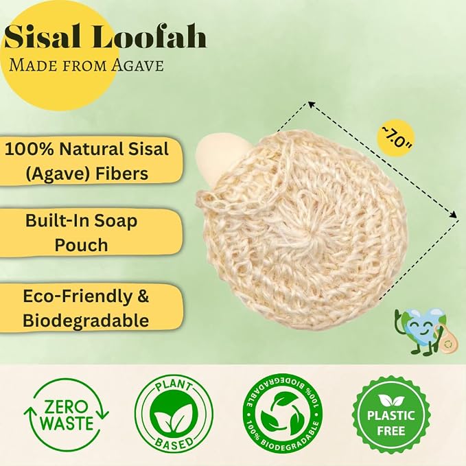 Natural Loofah Body Scrubber – Exfoliating Loofah Sponge, Handwoven Sisal Agave - Image 4
