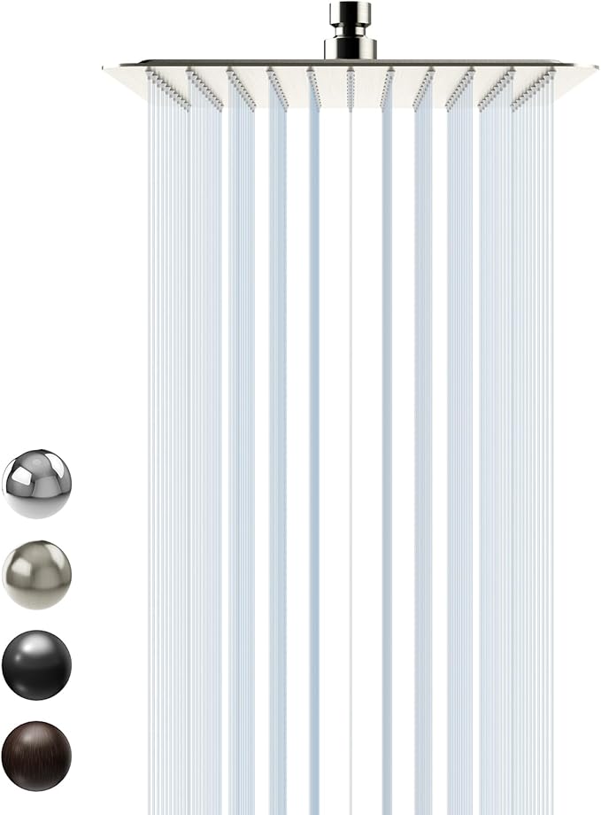 SR SUN RISE 10 Inch Rain Shower Head Brushed Nickel 304 Stainless Steel High by SRSUNRISE