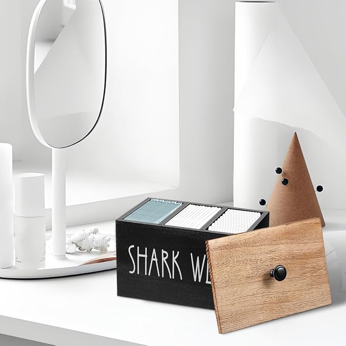 Wooden Tampon Storage Box for Bathroom, 3 Compartment Sanitary Napkin Organizer - Image 3