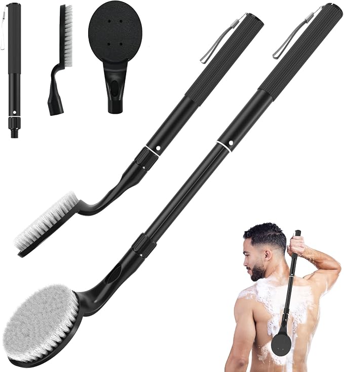 Back Scrubber Anti Slip for Shower, 25.7” Telescopic Back Bath Brush for Shower by BTideas