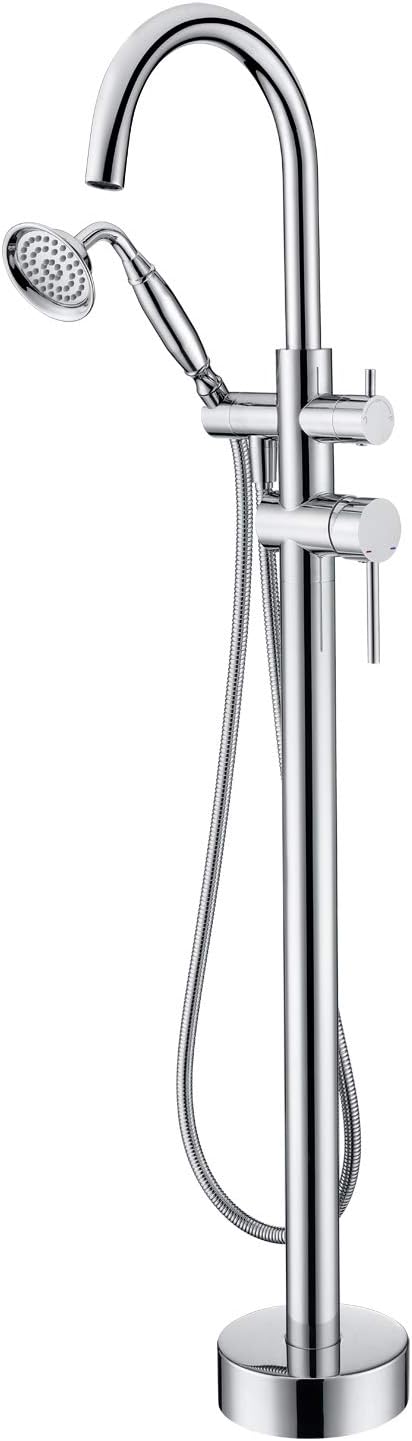 Tub Filler Freestanding Bathtub Faucet Chrome Floor Mounted Brass Bathroom Tub by wowkksanitaryware