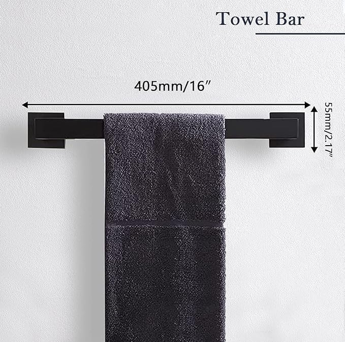 Bathroom Accessories Towel Bar Set: 20 Pieces Matte Black Bathroom Hardware - Image 3